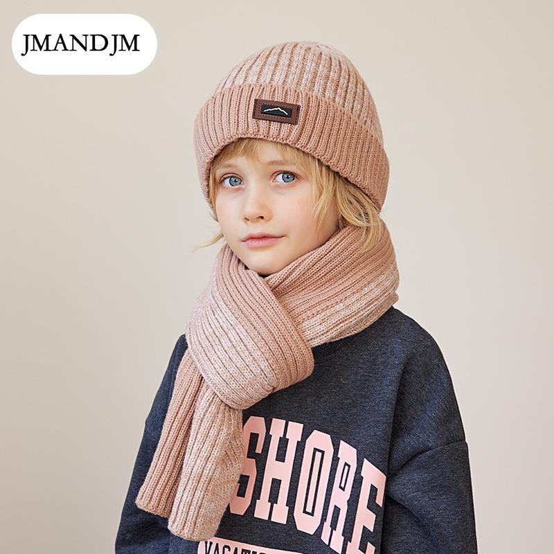 Children's Hat Scarf Gloves Three-piece Winter Boys Outdoor Warm Fleece Knitted Wool Hat