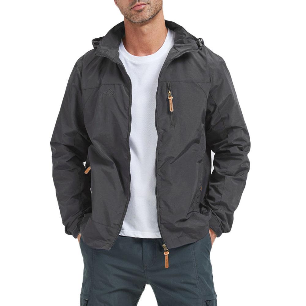 Chaqueta de Moda para Hombre para Exterior con Capucha Cortavientos Impermeable Ajustada Transpirable Ropa Exterior Senderismo Camping Escalada Chaquetas Casuales