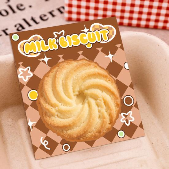 4Pcs Biscuit-Shaped Memo Pads Set Creative Food Design Self-Adhesive Sticky Notepads for Students Office Party Learning Marking And Message Small Gift