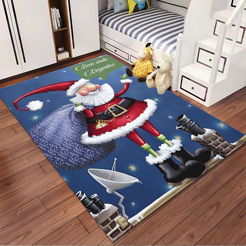Santa Claus Cartoon Carpet suitable as a non-slip mat for the living room or bedroom sofa