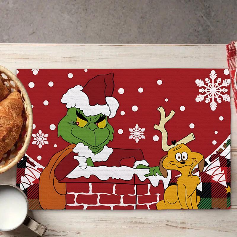 Weihnachts-Platzsets Baum-Muster Tischsets Hitzebeständige Leinen-Platzsets für Esszimmer- und Küchendekor für Festtagsmahlzeiten, Zusammenkünfte, Partytisch