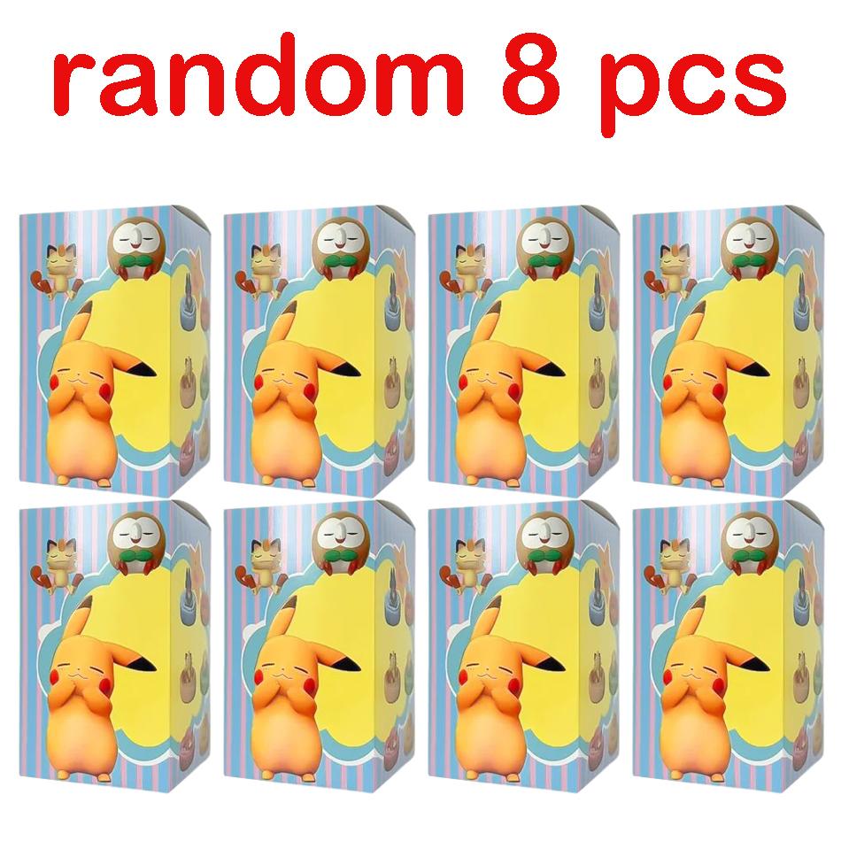 1-12pcs Pok  mon  Pikachu  Action Dolls  Anime sleep Series Desktop Decorations Pok  mon Toys ornament Birthday Gif