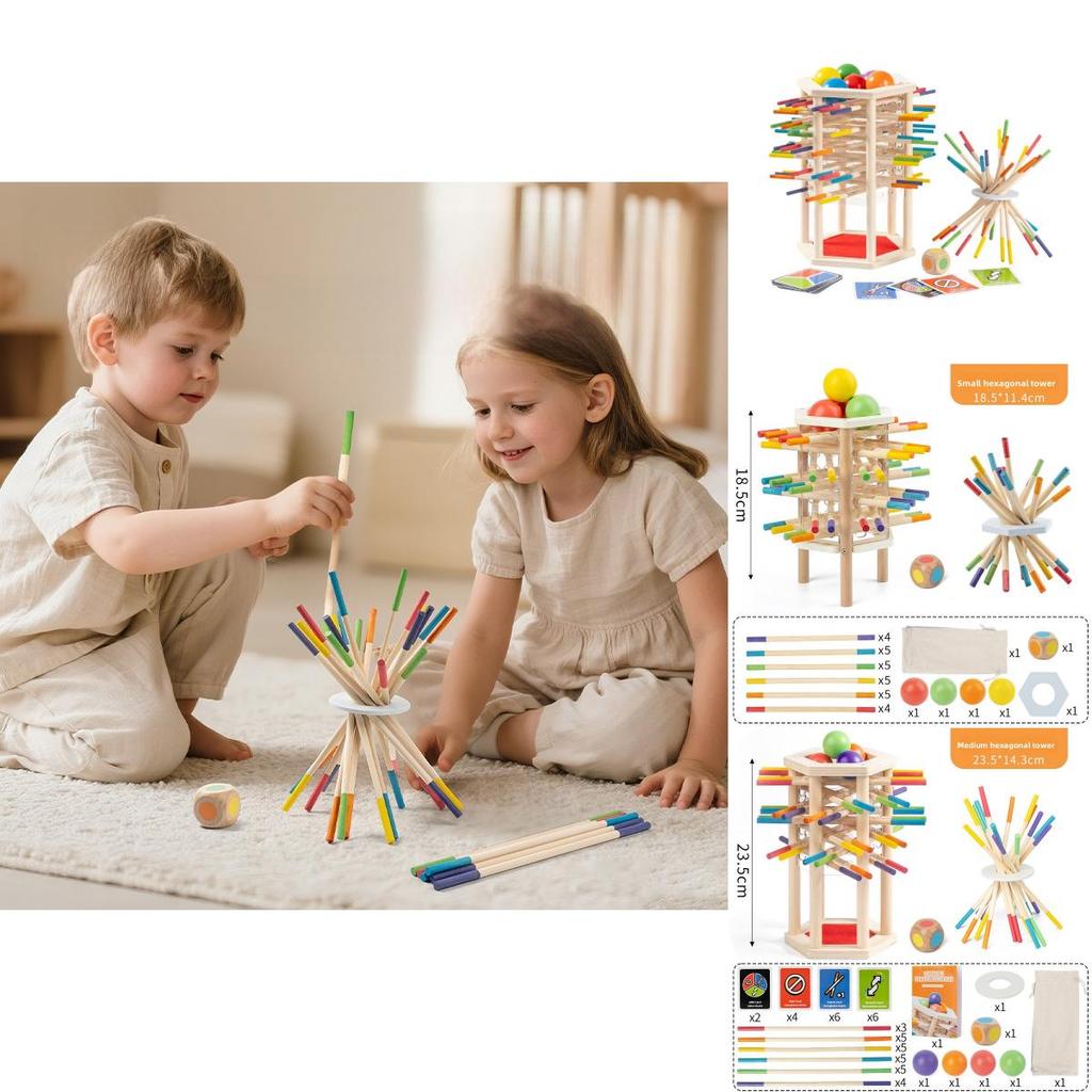 Baby Wooden Toys Puzzle Tower Balance Game For Toddlers Learning And Stacking