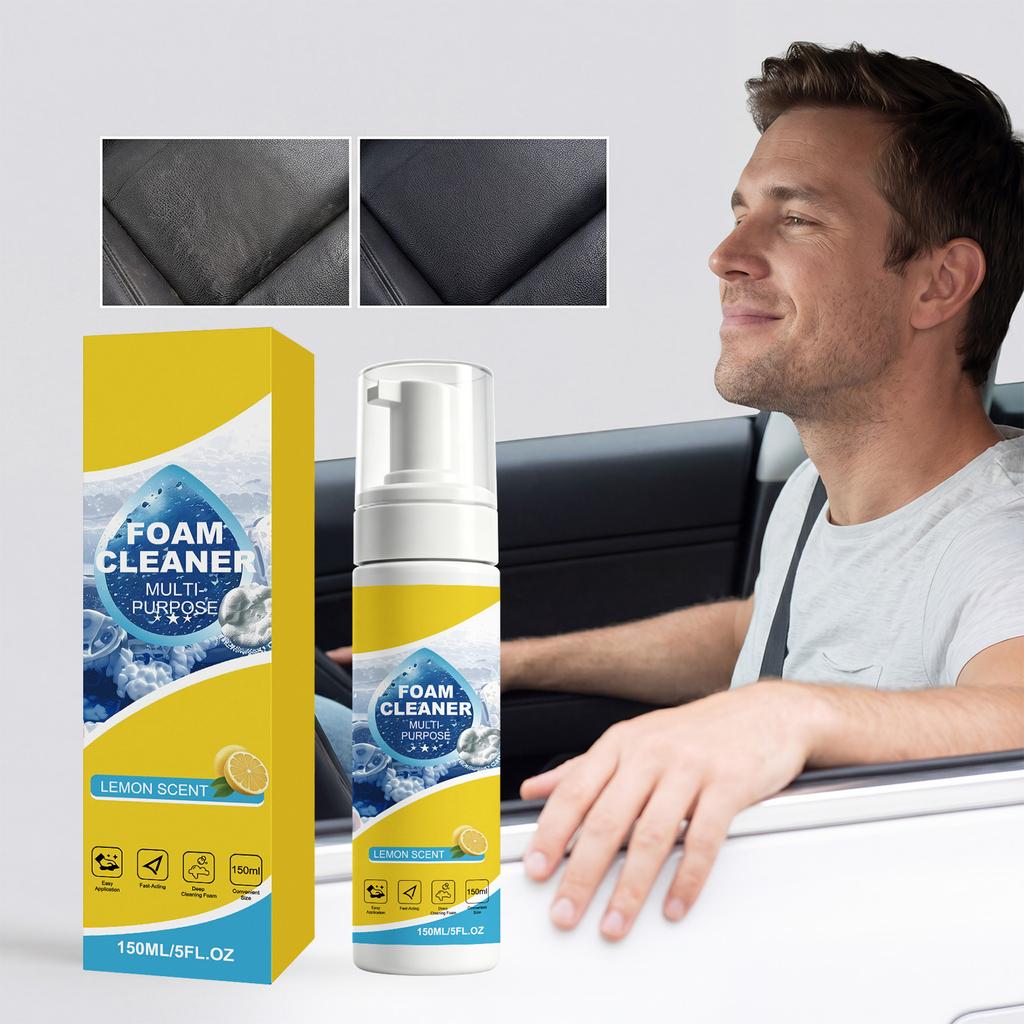 Mehrzweck-Schaumreiniger für Auto-Innenraum Polster Armaturenbrett Teppich Sitzbezüge Kunststoffoberflächen 150ml Zitronenduft Milde Formel Einfache Anwendung