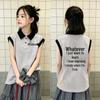 Girls' Trendy Patchwork Sleeveless Cotton Polo Top