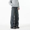 Pleated design overalls men's and women's spring and autumn retro old trendy brand multi-pocket casual straight trousers
