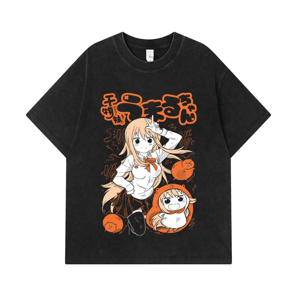 275 GSM Washed T-shirts 100% Cotton Himouto Umaru chan V1 Print Unisex Heavy Cotton T Shirt