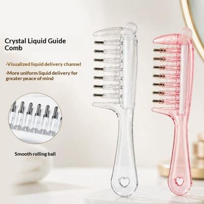 Portable Transparent Essential Oil Massage Comb Unisex Liquid Guide Applicator Rolling Hair Oil Serum Brush Hair Care Tool