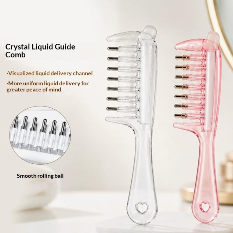 Unisex Transparent Essential Oil Massage Comb Reservoir Rolling Teeth Ergonomic Design for Comfortable Scalp Massage