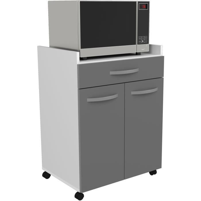 OSLO 60 Cm Serving Trolley - 1 Drawer and 1 Door - L 60 X D 44 X H 81 Cm - Glossy Grey Colour - EKIPA