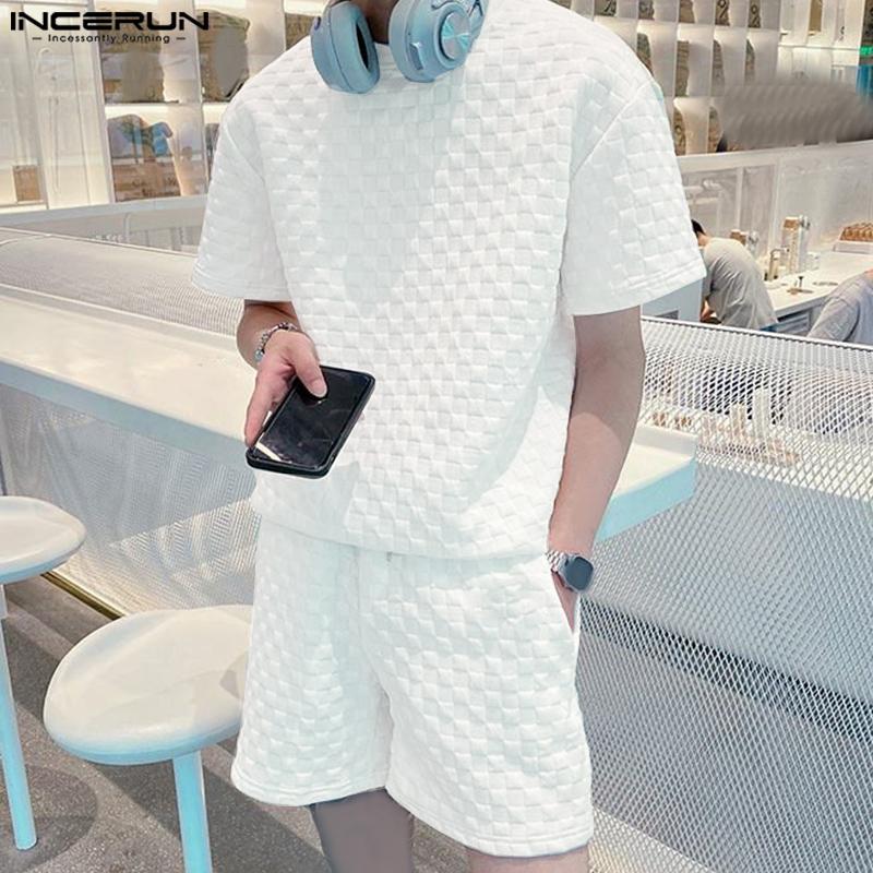 

INCERUN Летние Мужчины 2 шт. Комплекты Белые топы с короткими рукавами Шорты Брюки