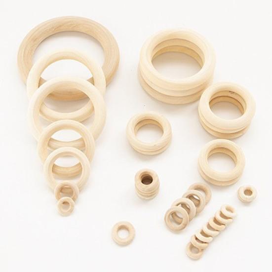 12Pcs Wooden Ring DIY Stylish Unfinished Jewelry Making Wood Pendant Connector for Children
