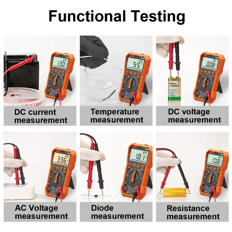 NJTY T58B T58C Inductance Digital Multimeter AUTO Range 9999 Counts Voltage Current Capacitance LED Smart Backlit Large Screen