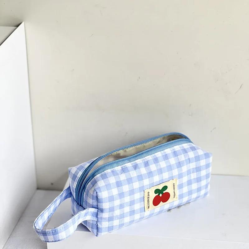 Sjakkbrett Broderi Blyantveske Bærbar skriveveske Kawaii-penner med høy kapasitet Kvinner Jenter Sminkevesker Skolemateriell