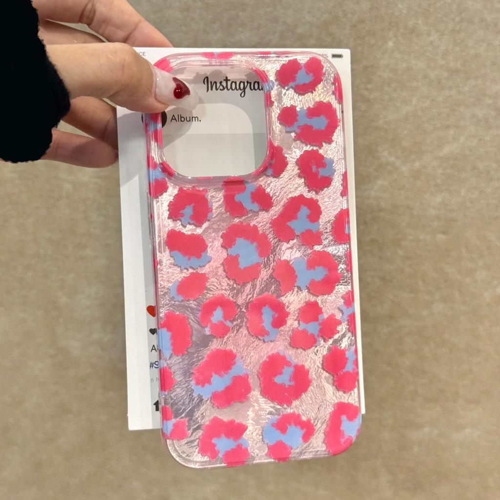 Ins Pink Leopard Print Gradient Glacier Muster für Apple 15 Handyhülle für IPhone16 Promax Pink 13/14
