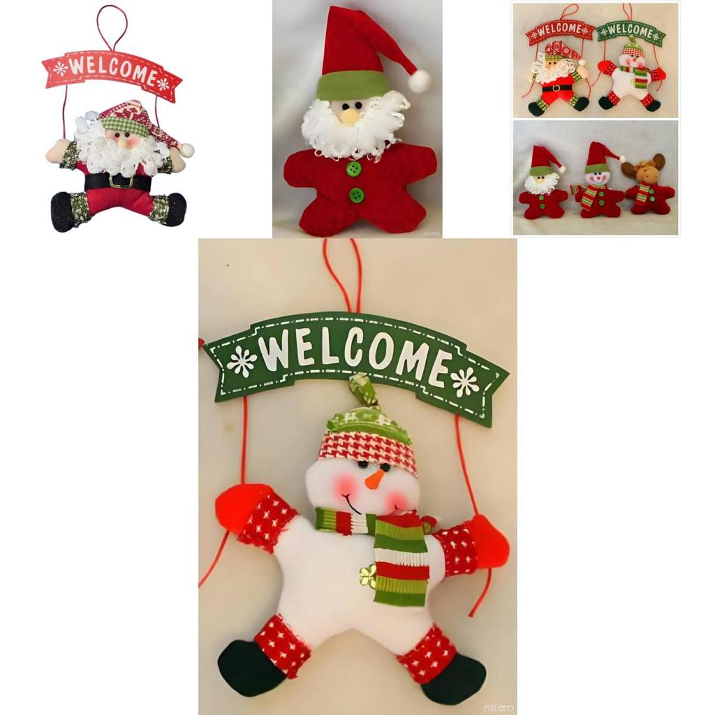 Świąteczne drewniane ozdoby z trójwymiarowym Świętym Mikołajem i bałwanem do dekoracji świątecznych