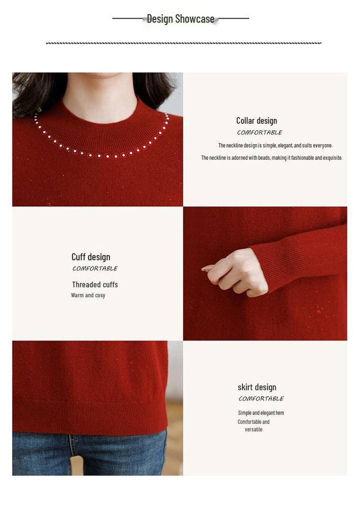 Hengyuanxiang 2025 High Neck Cashmere Sweater for Women, Autumn/Winter Thick Knitwear for Middle-Aged & Elderly.