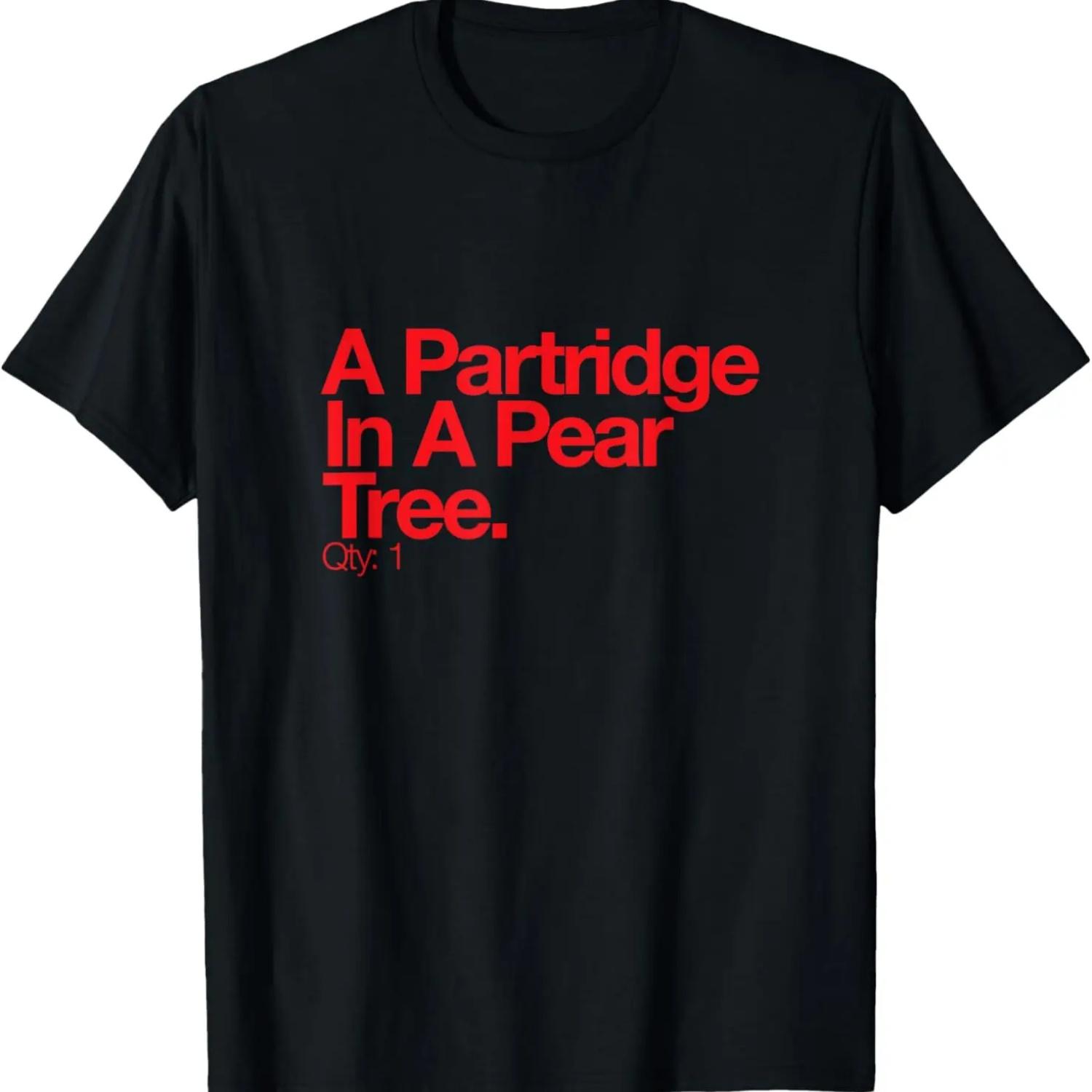 Minimalist Christmas T Shirt - Partridge In A Pear Tree Q 1 T-Shirt S чёрный
