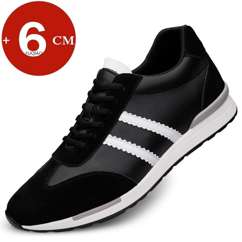 Suede Leather Men Height Increasing Shoes Elevator Sneakers 6cm White Black Shoes Taller Men Leisure Shoes Lift Sports Luxury