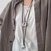 Fashionable Aventurine Buckle Pendant Necklace Accessory with Adjustable Length Leather Cord for Men and Women Daily Use