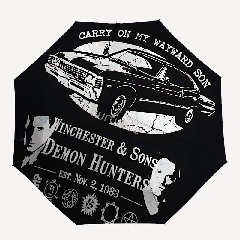 

1pc Supernatural Automatic Opening/Closing Umbrella with Convenient Three-Fold Design, 8 Iron Ribs - for Outdoor Daily UseA25