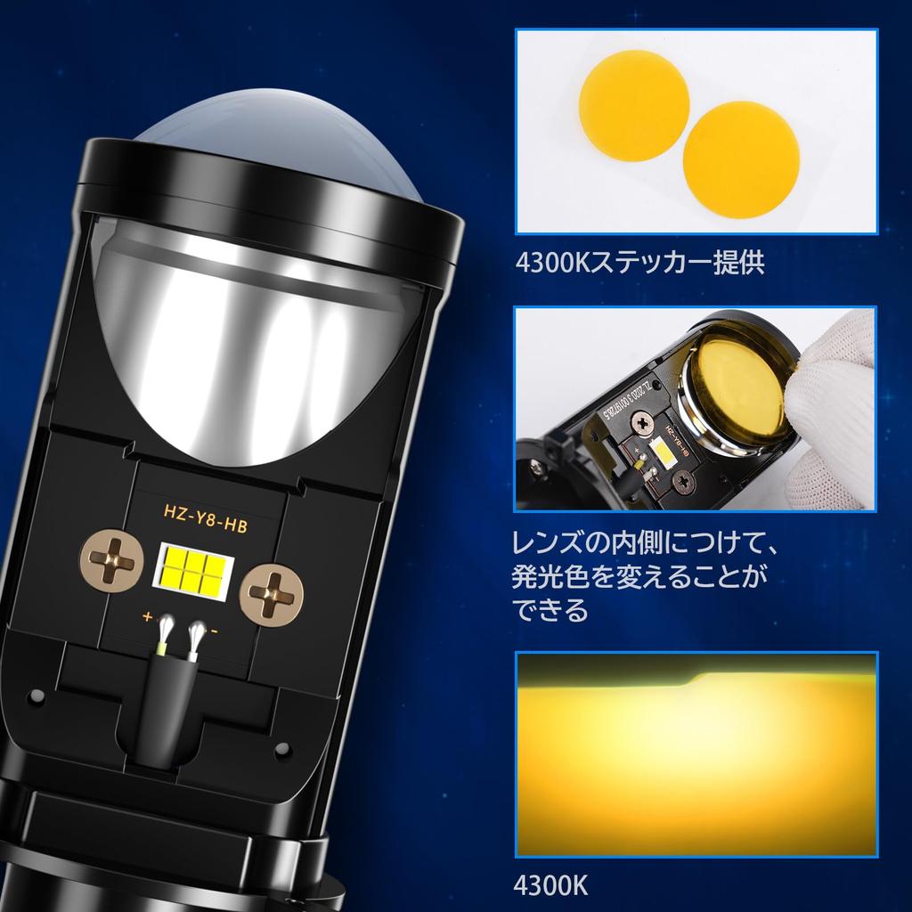 AILEO H4 LED Mini Projektorlinse, Eingebaute LED-Glühbirne, Explosive 20000LM für Rechte Hand