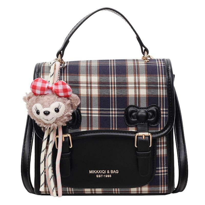 Commuter backpack for women 2025 new niche versatile plaid schoolbag fashion travel high-end small backpack