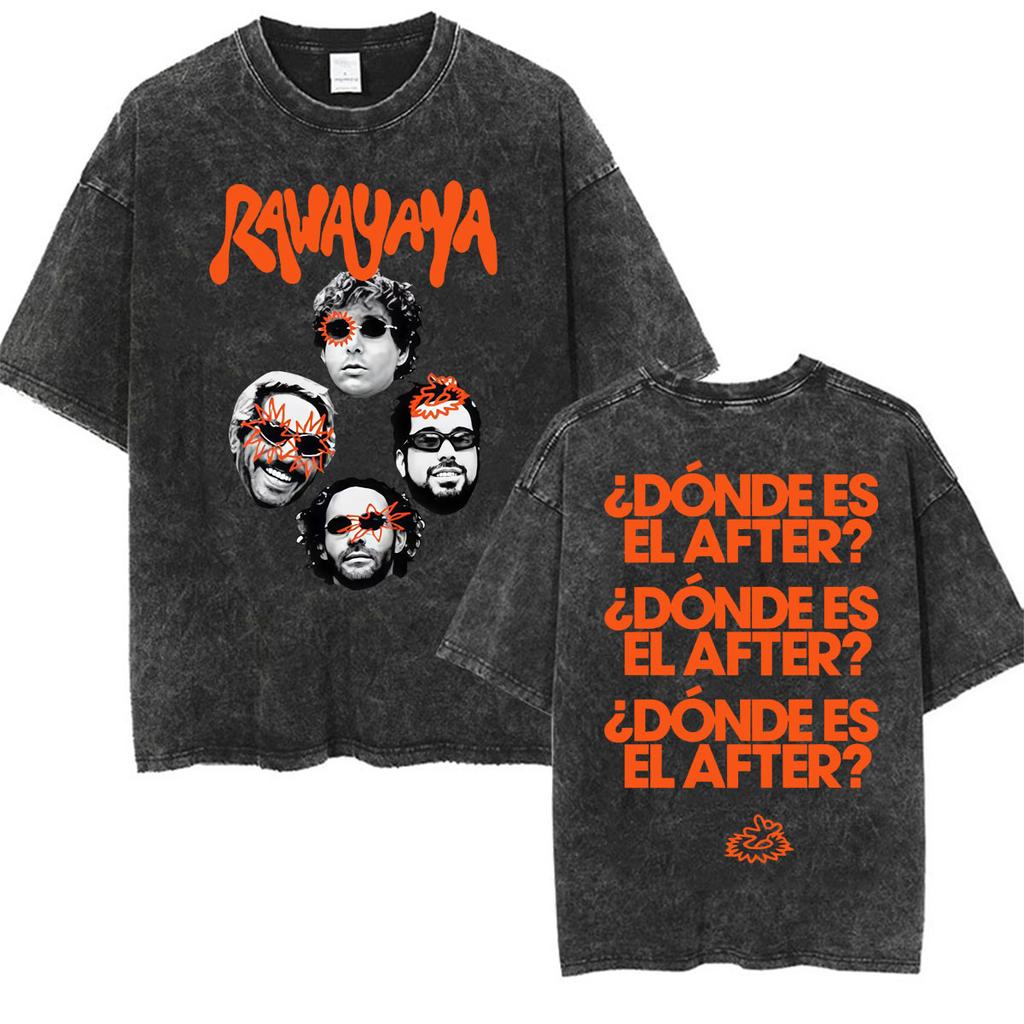 Magliette Vintage Lavate Uomo Donna Moda Hip Hop Pop Musica T Shirt Casual Larga Manica Corta Rawayana Veneka Band Album