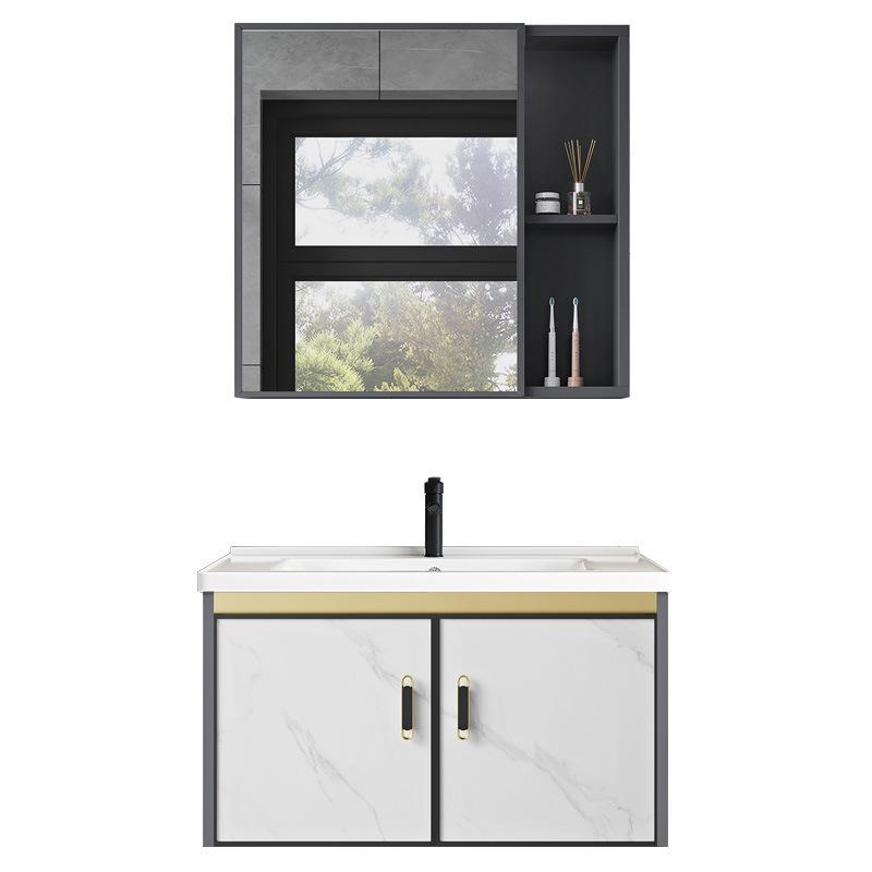 Luxury Space Aluminum Bathroom Vanity with Integrated Ceramic Basin for Compact Spaces