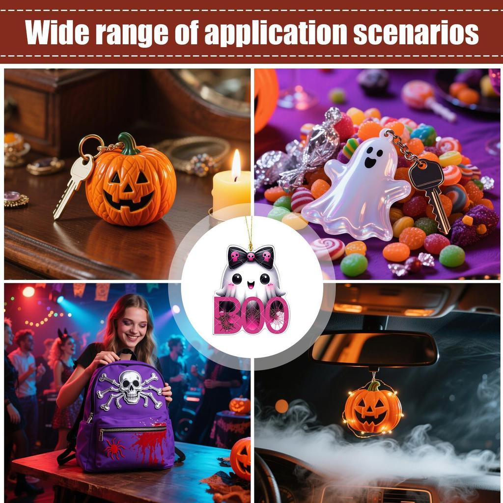 Halloween New Funny White Ghost 2D Flat Acrylic Backpack Pendant Halloween Ghost Acrylic Decoration for Offices House