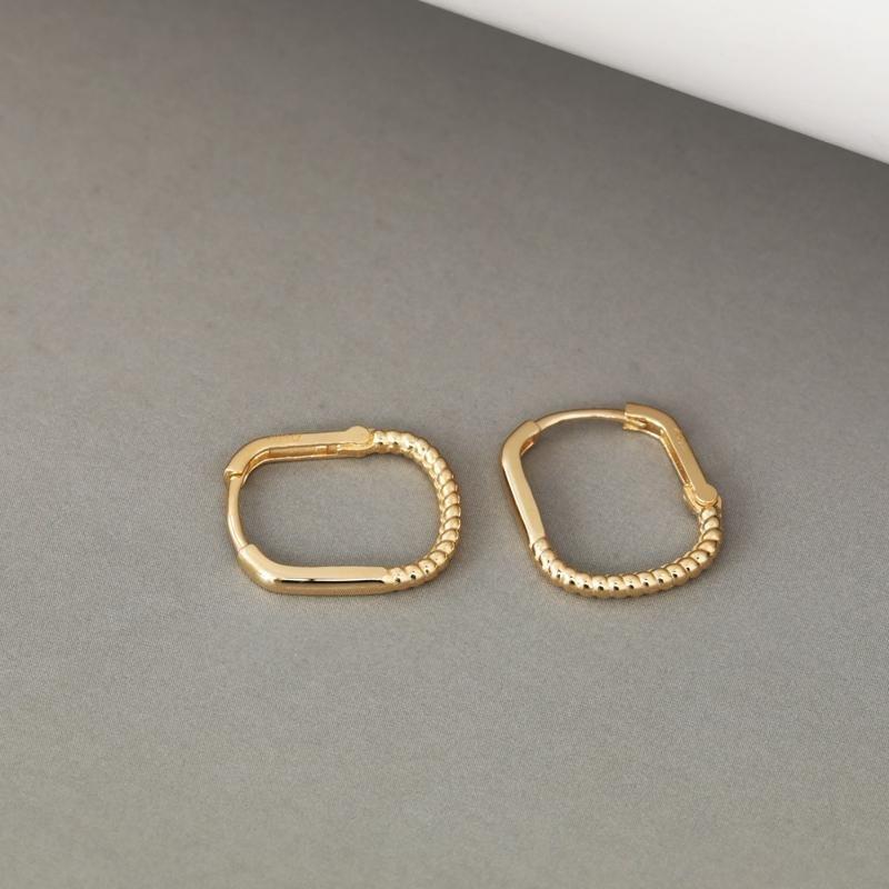 S925 Sterling Silver Plated 18K Gold Earring for Women, Simple Geometric Square Fashion Ear Accessories