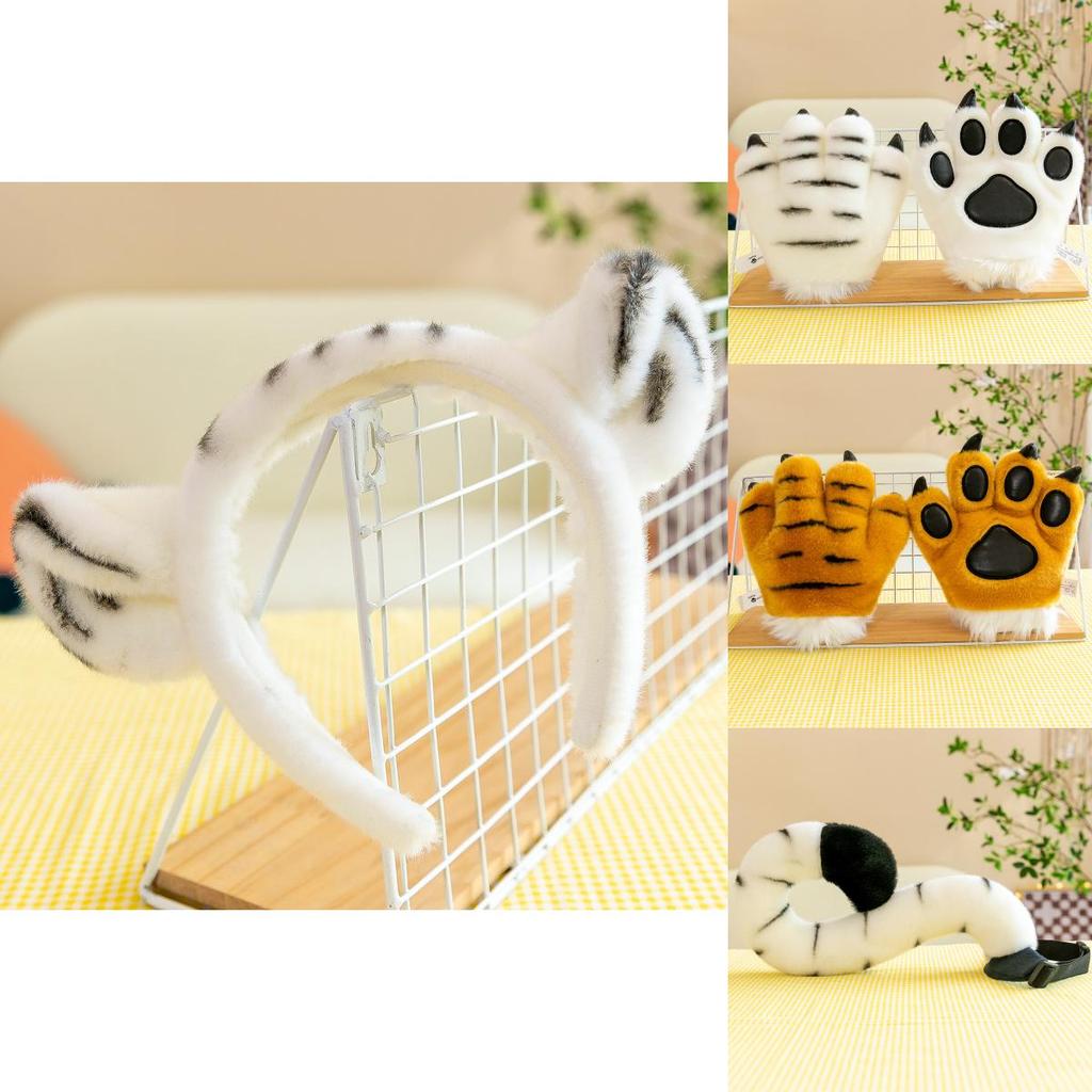 Realistic Plush Tiger Tail And Paw Headband Ideal For Fun Animal Costumes And Gifts
