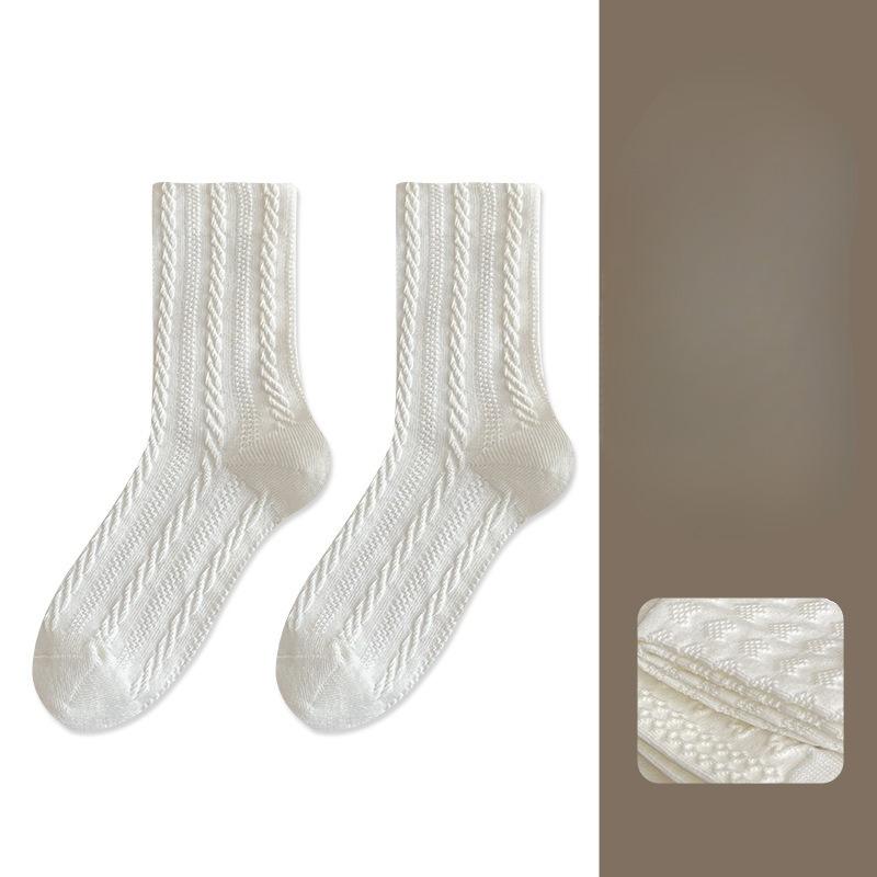 White Socks for Women In Early Autumn, Pure Cotton Mid-calf Socks, Lolita, Cute Pile Socks, Antibacterial and Deodorizing White Socks