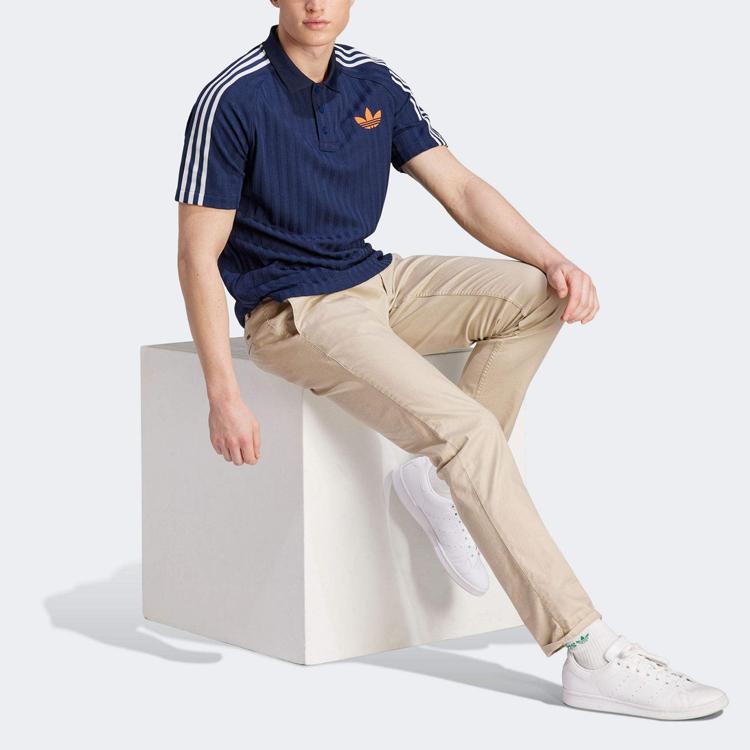 Adidas Originals SS23 Adicolor 70s Retro Series Three-Stripe Colorblock Logo Polo Shirt Men Tops Navy IP6975