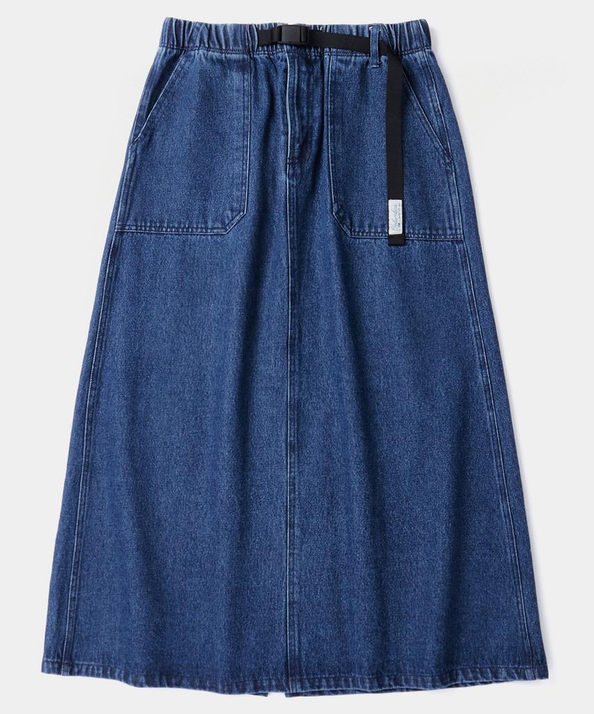 COLUMBIA UNIVERSITY Sl-Label Belted Denim Skirt Midnight Denim