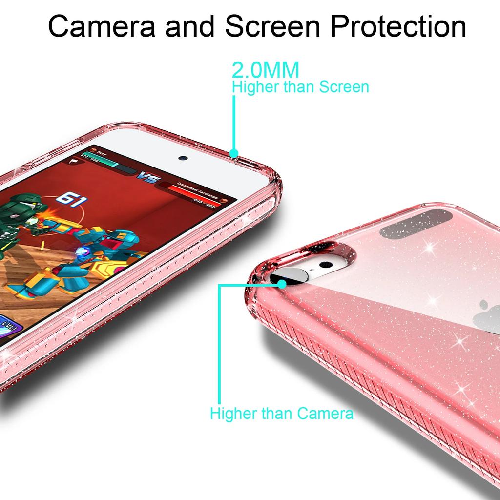 Bling Weiche Hülle für iPod touch 5/6/7, Luxuriöse Hohe Qualität Starkes Silikon Stoßfest Transparente Schutzhülle für touch 5/6/7