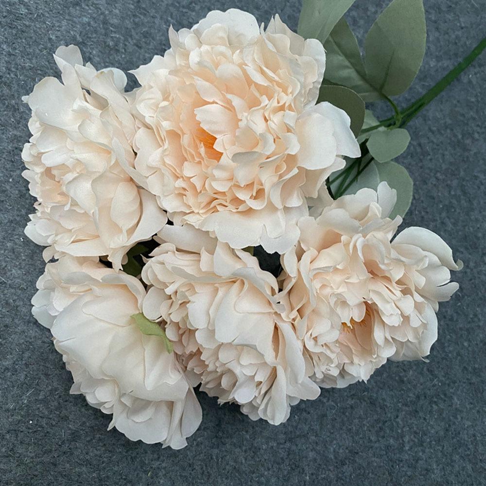 Multicolor Artificial Flower Peony 5 Forks 5 Heads Silk Petals Lifelike Flowers Green Leaves Floral Arrangement