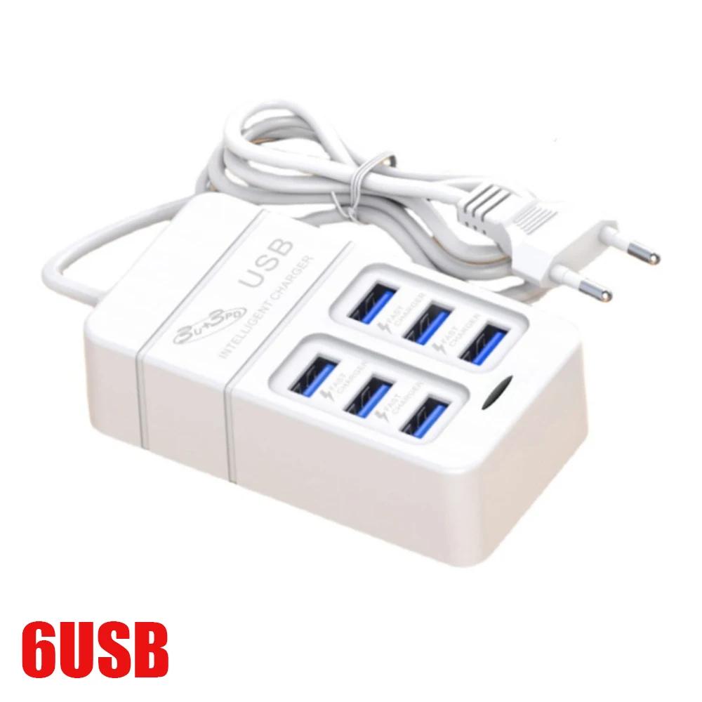 35W Multiport USB Charger PD Type C Fast Charging EU US Plug Wall Charger USB Hub Adapter 6 Ports USB Quick Mobile Phone Charger