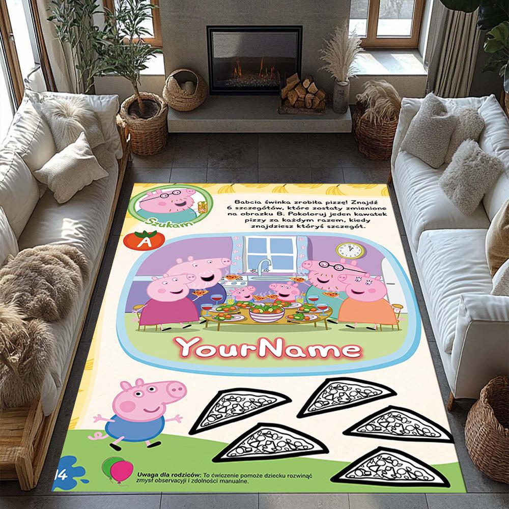 Peppa Pig Customize Text Area Rug Perfect for Decorate room Dining Room Hallway Living Rooms Anti-slip Rug Anime Office Decor Spiritual Gift