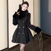 Autumn and winter daughter style celebrity waist long-sleeved woolen coat celebrity temperament wearing cotton-padded woolen coat women