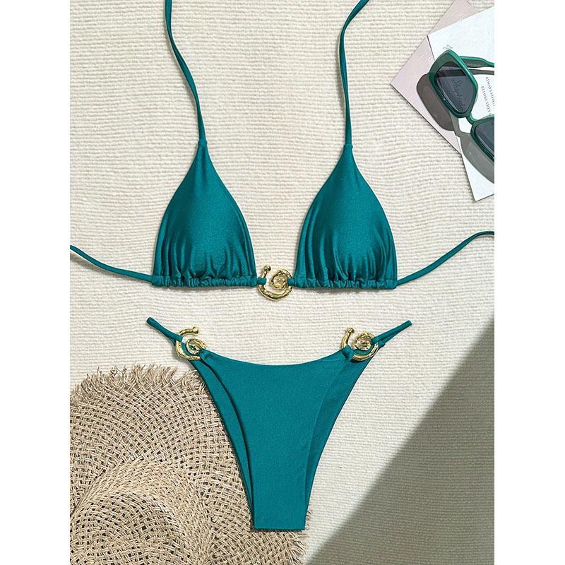 TS JYL-SW056 Solid Lace-Up Bikini Set, Two-Piece Stylish Swimwear For Women M жевательная резинка