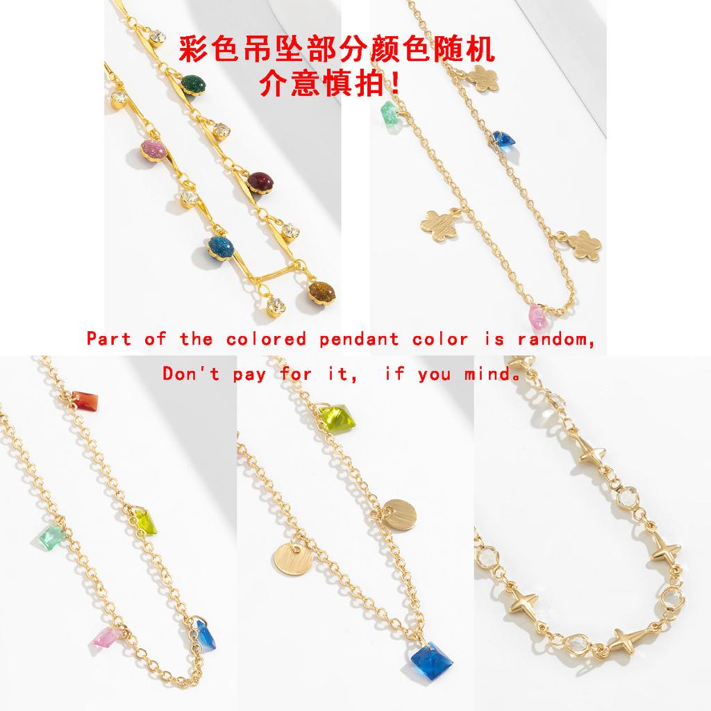 Accessories, niche multi-star rhinestone fringed necklace women, simple single-layer knuckle chain necklace
