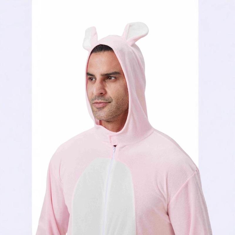 Männliche und weibliche erwachsene niedliche Tier-Maskerade niedliches rosa Kaninchen Cosplay