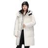 Unisex Mid-Length Hooded Down Jacket, 90% White Duck Down, Thickened for 2025 Winter, Trendy Couple's Warm Outerwear with Cold Protection.