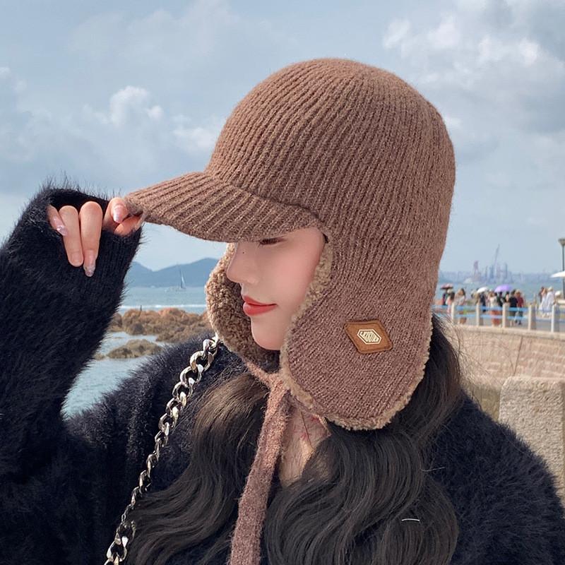 Winter Knitted Earflap Hat For Women With Windproof And Warmth Features For Outdoor Activities