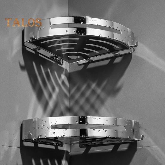 Caddy de colț de duș cu economie de spațiu Raft de baie fără perforare Instalare ușoară 2 cârlige Raft de colț pentru baie