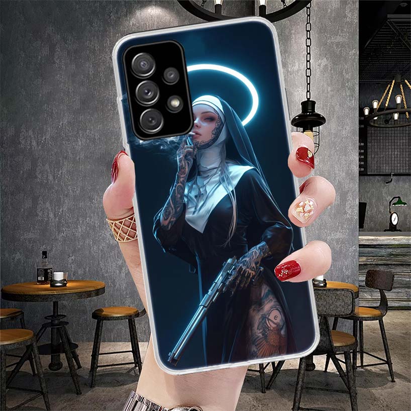 Dark Demon Nun Soft Phone Case For Samsung Galaxy A13 A14 A15 A16 A17 A53 A54 A55 A56 A57 A33 A34 A35 A36 A37 A23 A24 A25 A26 Ga