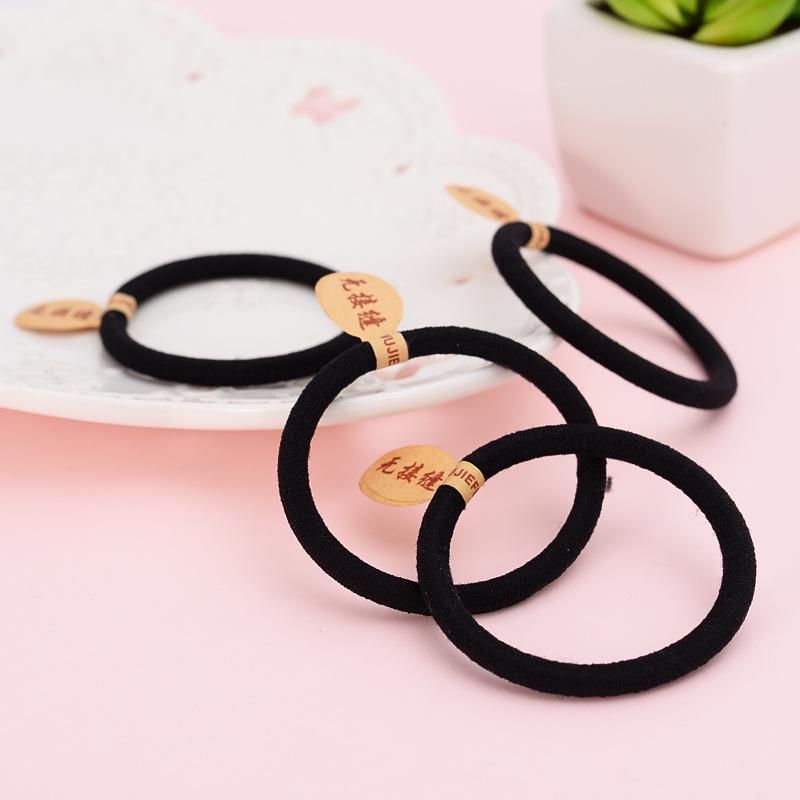 Durable Seamless Black Elastic Hair Tie for Thick Hair