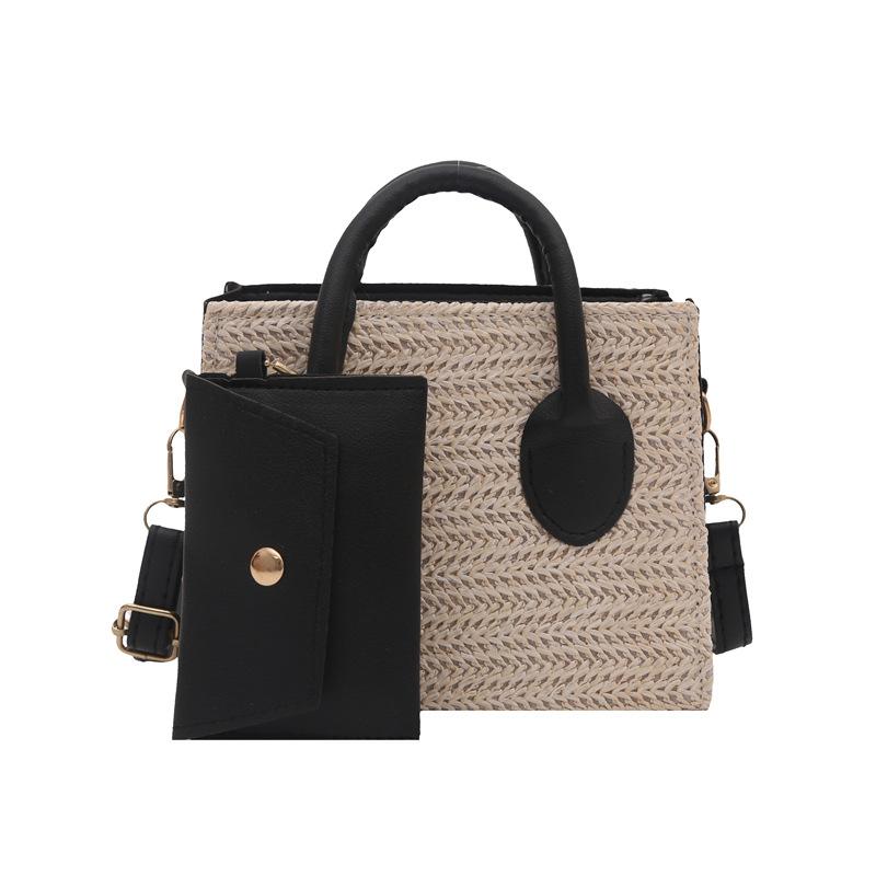 A Unique, Trendy, Simple and Fresh Mother-and-child Woven Hand-shoulder Crossbody Bag