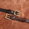 Belt Women's Minimalist Fashion All-Match Brass Pin Buckle Glossy Leather Pure Cowhide Casual Denim Belt